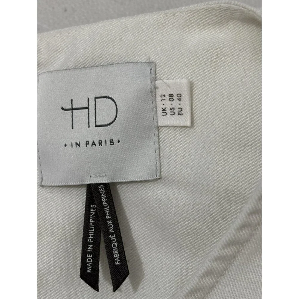 Anthropologie HD in Paris Blouse Embroidered Eyelet Sides Back Zipper Size US8